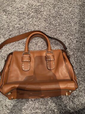 Rebecca Minkoff Cognac Leather Satchel with Stud Accents